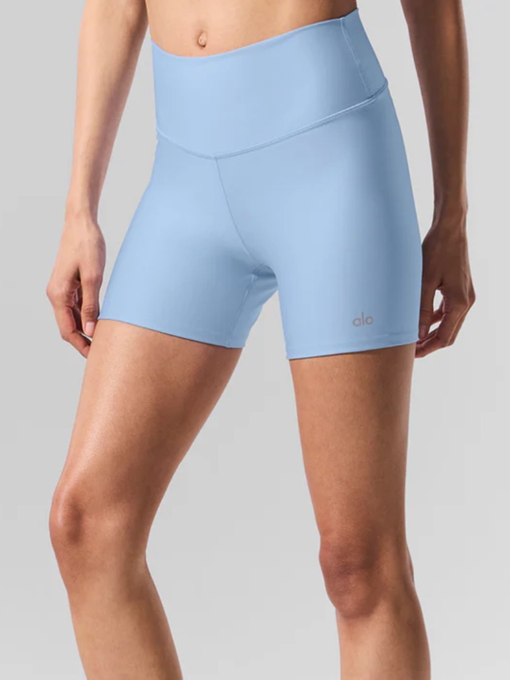 ALO Yoga Light Blue High-Waist Bike Shorts